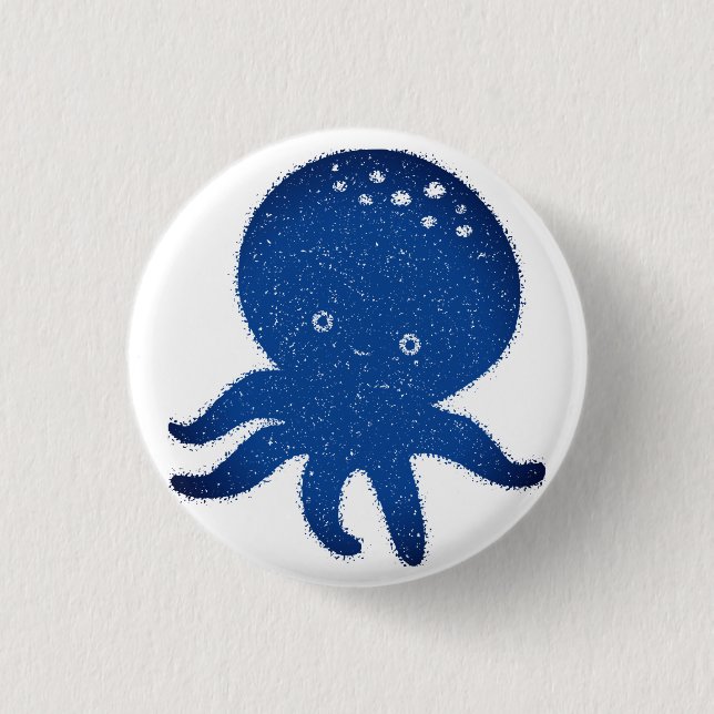 Cute Octopus Cartoon Old Paper Print 3 Cm Round Badge (Front)