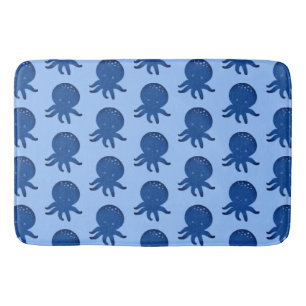 Cute Octopus Cartoon Old Paper Print Bath Mat