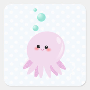 Cute octopus cartoon square sticker