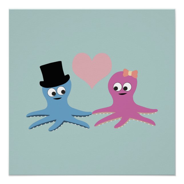 Cute Octopus Couple Poster (Front)