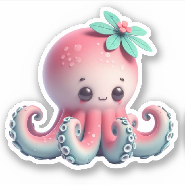 Cute Octopus Custom-Cut Vinyl Stickers (Front)