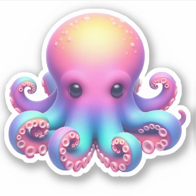 Cute Octopus Custom-Cut Vinyl Stickers (Front)