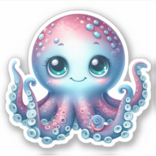 Cute Octopus Custom-Cut Vinyl Stickers