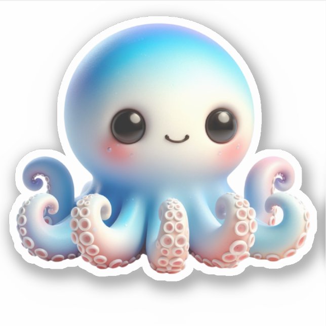 Cute Octopus Custom-Cut Vinyl Stickers (Front)