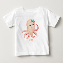 Cute Octopus Customised Baby Name Top Tshirt
