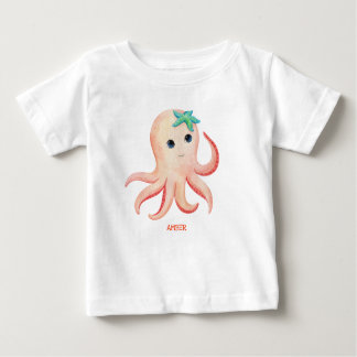 Cute Octopus Customised Baby Name Top Tshirt