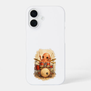 Cute Octopus Drummer iPhone 16 Case Kawaii