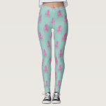 Cute Octopus Illustration Pattern Aqua and Fuchsia Leggings<br><div class="desc">A cute sea creature pattern featuring a fun octopus drawing in fuchsia magenta pink on a bright and fun teal background. Just click customise to add some text -- please contact me with any questions or requests.</div>