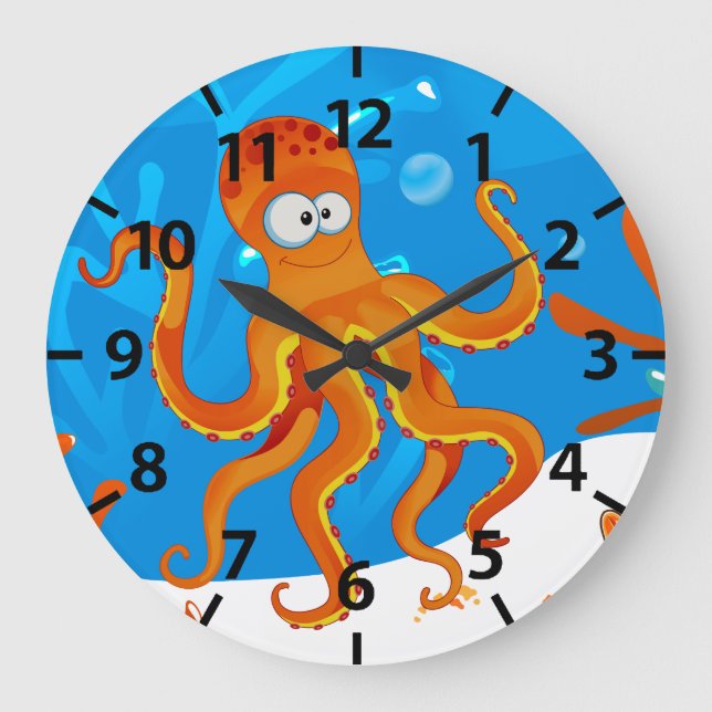 Cute Octopus Ocean Aquatic Wall Clock (Front)