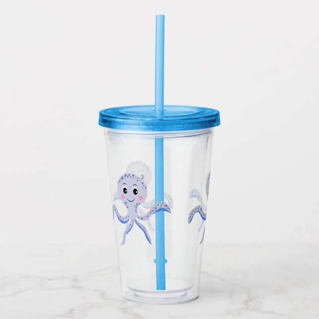 Cute Octopus Pattern Acrylic Tumbler (Front)