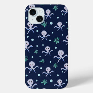Cute Octopus Pattern iPhone 15 Mini Case