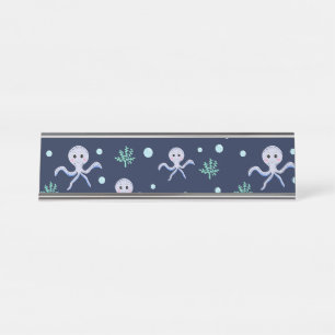 Cute Octopus Pattern Desk Name Plate