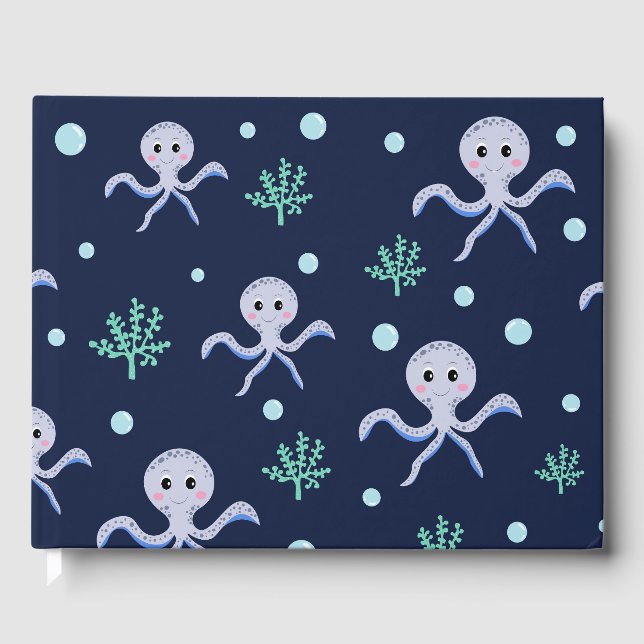 Cute Octopus Pattern Guest Book (Front)