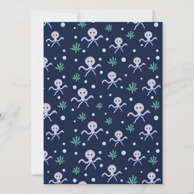 Cute Octopus Pattern Holiday Card (Front)