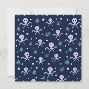 Cute Octopus Pattern Holiday Card