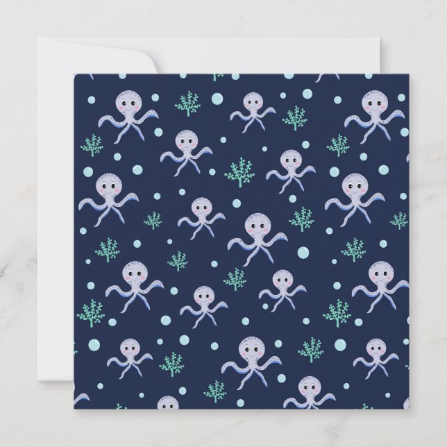 Cute Octopus Pattern Holiday Card (Front)