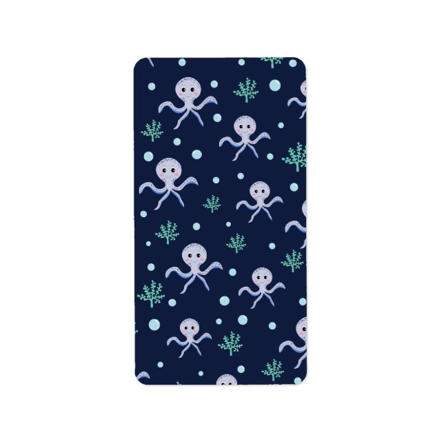 Cute Octopus Pattern Label (Front)