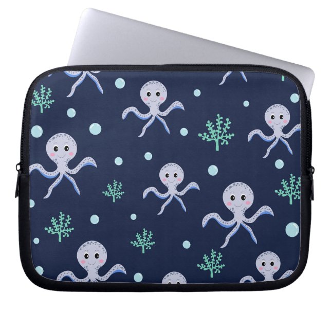Cute Octopus Pattern Laptop Sleeve (Front)