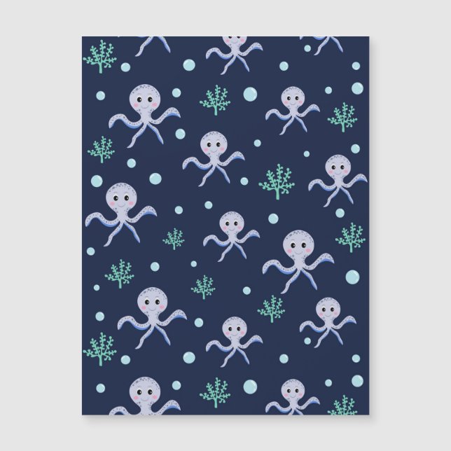 Cute Octopus Pattern Magnetic Invitation (Front)