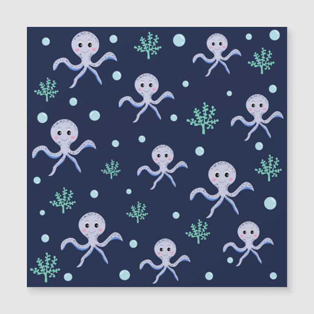Cute Octopus Pattern Magnetic Invitation (Front)