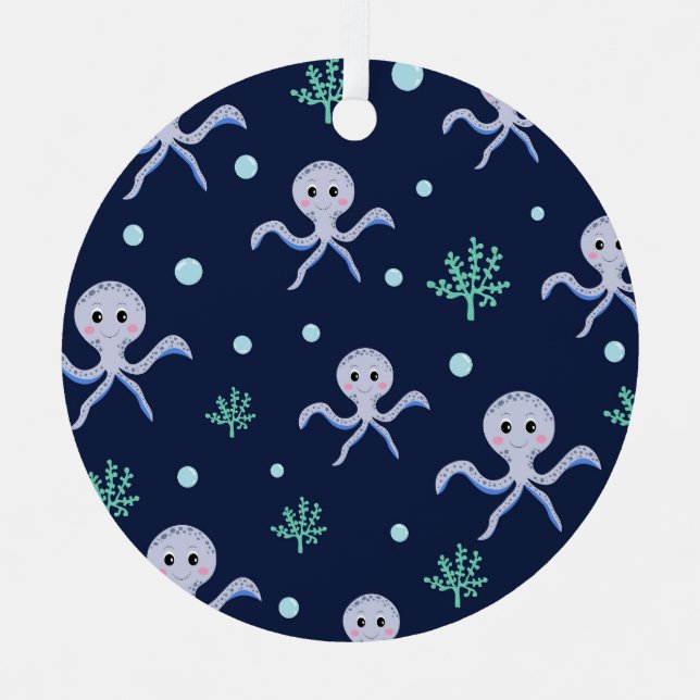Cute Octopus Pattern Metal Tree Decoration (Front)