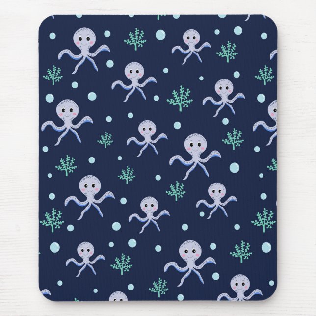 Cute Octopus Pattern Mouse Pad (Front)