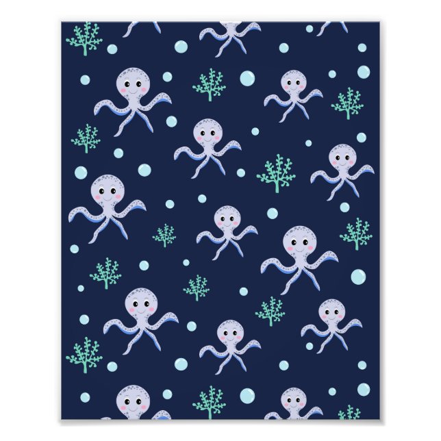 Cute Octopus Pattern Photo Print (Front)