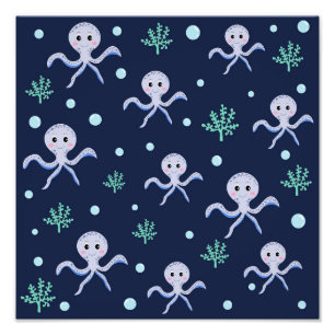 Cute Octopus Pattern Photo Print