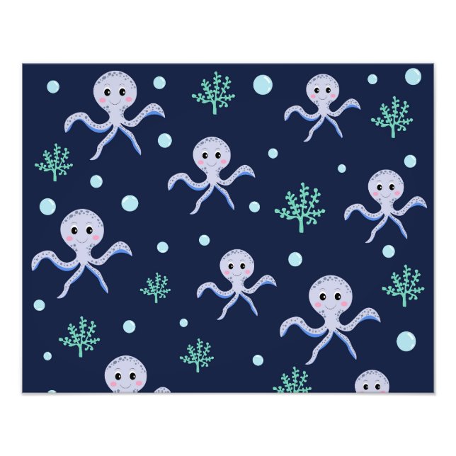 Cute Octopus Pattern Photo Print (Front)