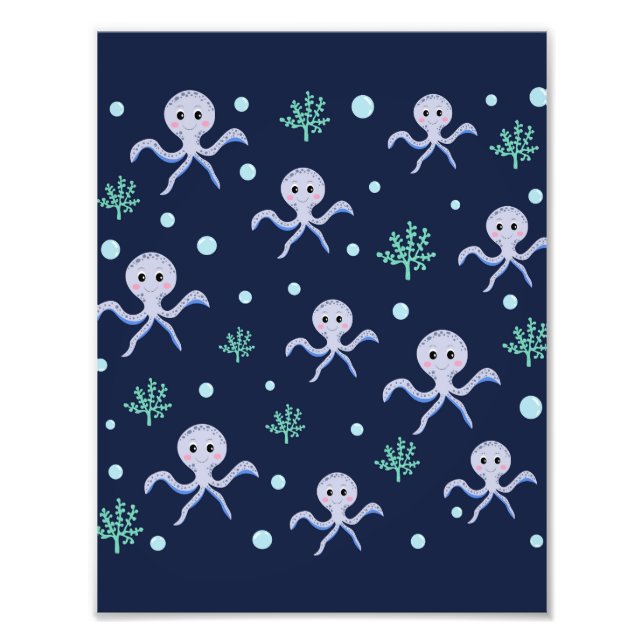 Cute Octopus Pattern Photo Print (Front)