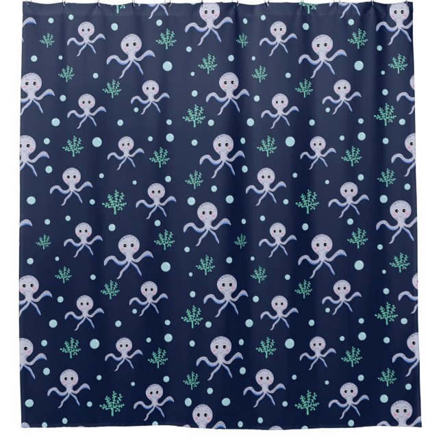Cute Octopus Pattern Shower Curtain (Front)