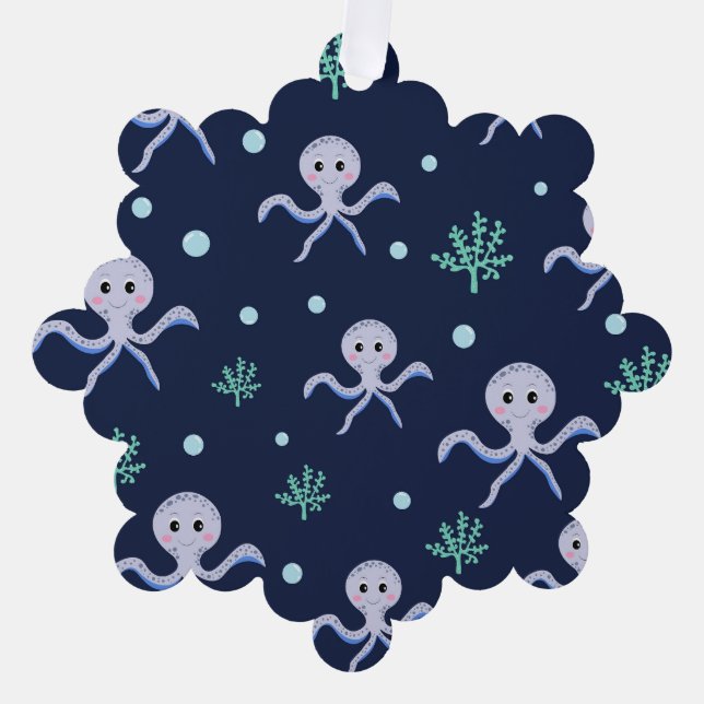 Cute Octopus Pattern Tree Decoration Card (Front)