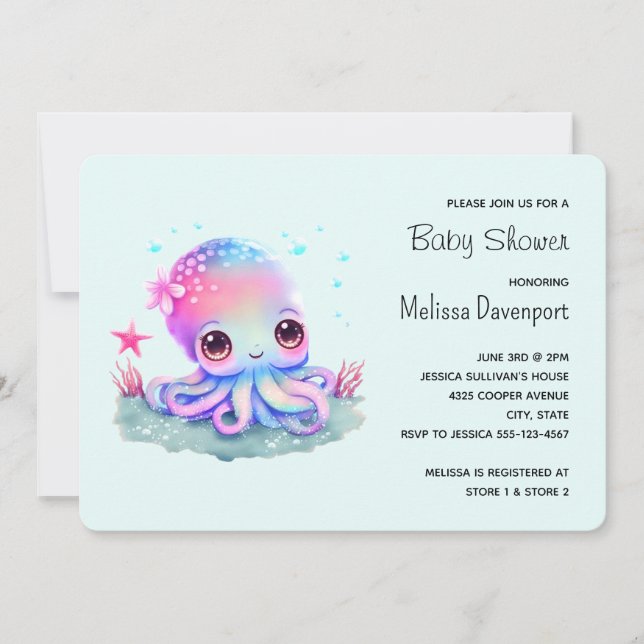 Cute Octopus Sea Creature Baby Shower Invitation (Front)