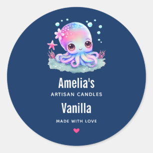 Cute Octopus Sea Creature Candle Business Classic Round Sticker