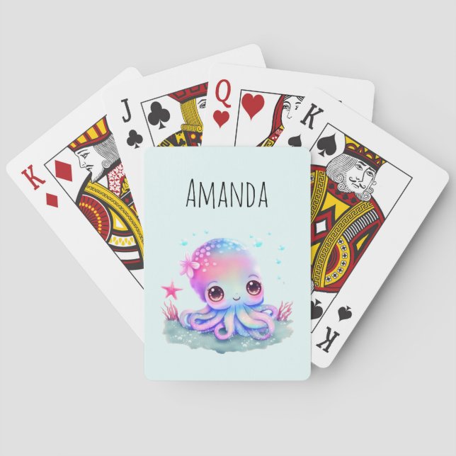 Cute Octopus Sea Creature Playing Cards (Back)