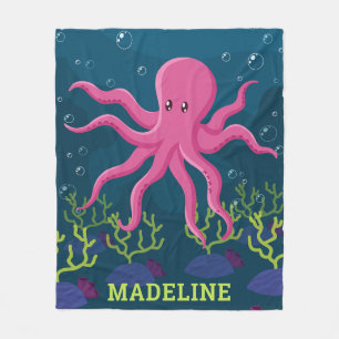 Cute Octopus Sea Ocean Personalized Kids Fleece Blanket