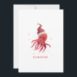 Cute Octopus Seas and Greetings Santa Hat Holiday Card<br><div class="desc">What a delightful design for the ocean lover. A festive Christmas Octopus created in watercolor, with a cute Santa Hat perched on his head. Adorable. The front message reads Seas and Greetings in a trendy font, but this can be easily changed. A cute miniature Octopus can be found on the...</div>