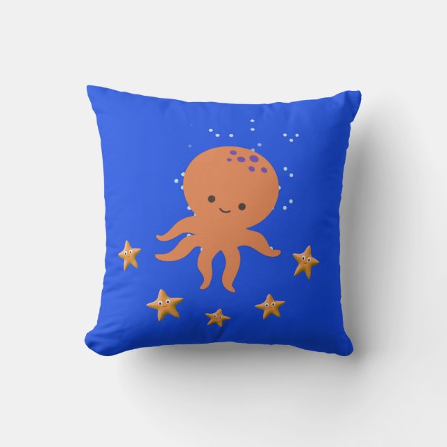 Cute Octopus Starfish Cartoon Cushion (Front)