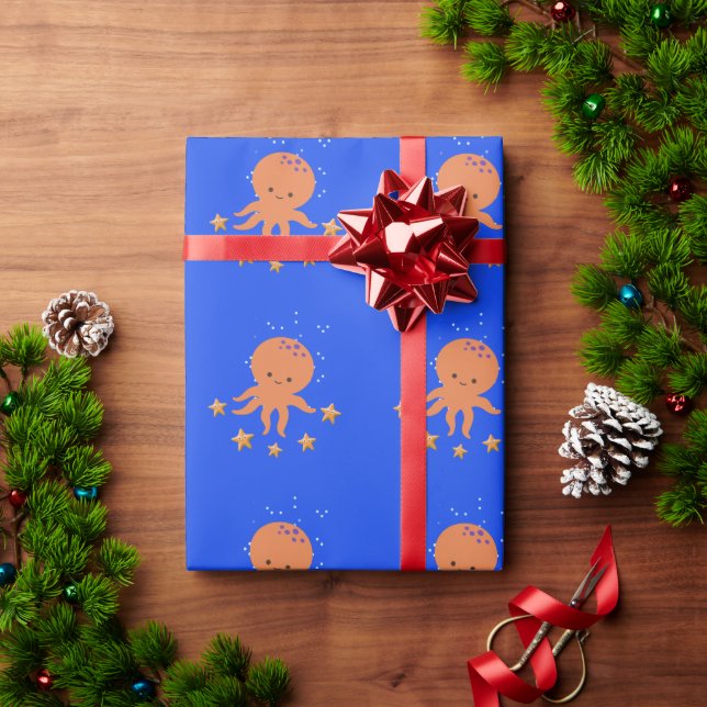 Cute Octopus Starfish Cartoon Wrapping Paper (Holiday Gift)