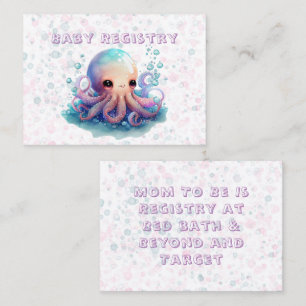 Cute Octopus Watercolor Baby Registry Business Card