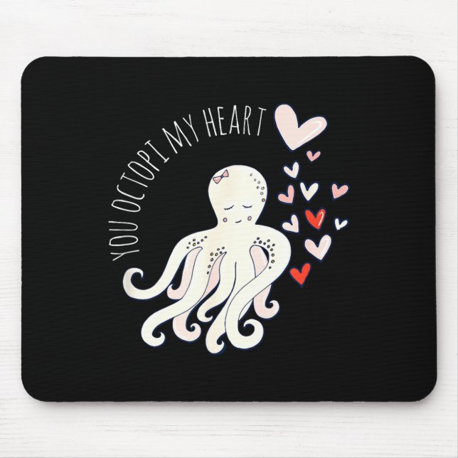Cute Octopus, You Octo My Heart, Valentine  Mouse Pad (Front)