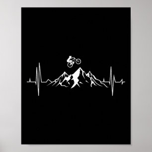 Cute Off-road Biker Adventure Heart Pulse Designs Poster