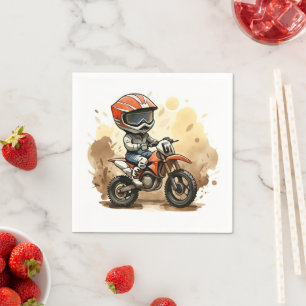 Cute Off-Road Motorcycle Birthday Napkin