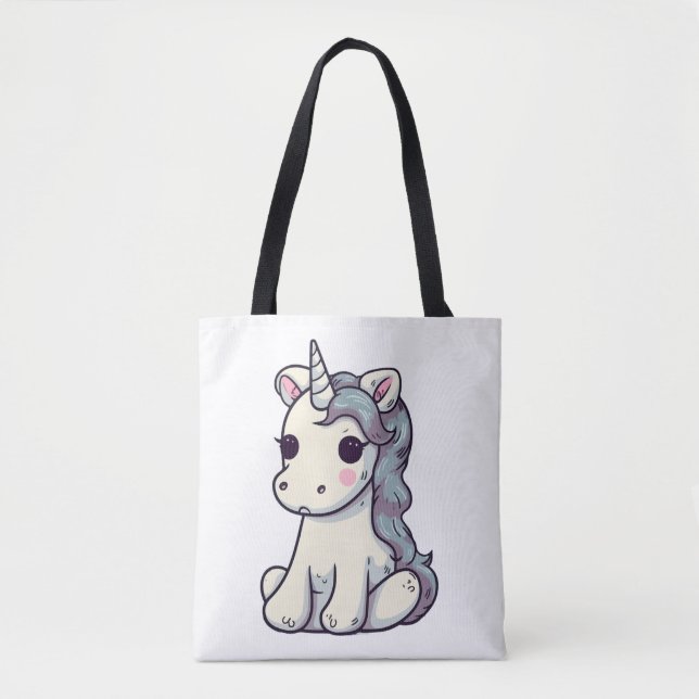 Cute Offended Unicorn Comic Style Sticker  Tote Bag (Front)