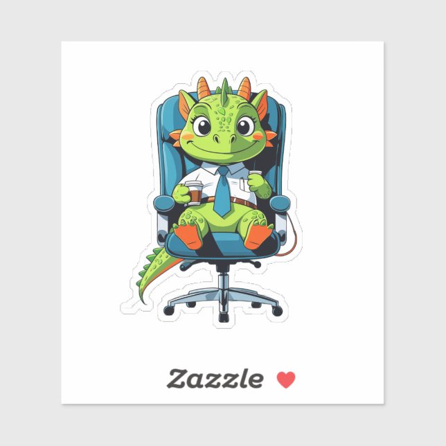 Cute Office Dragon Sticker | Funny Cartoon Decal (Sheet)
