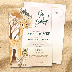 Cute Oh Baby Boy Safari Baby Shower Invitation