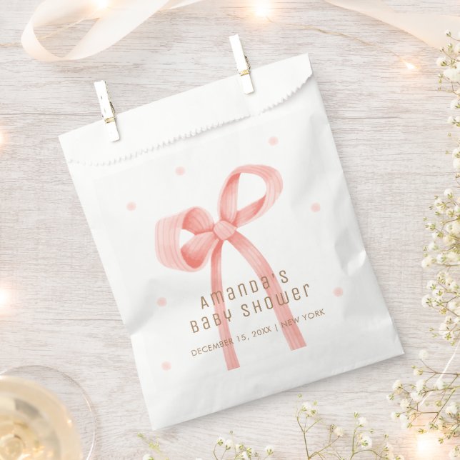 Cute Oh Baby Polka Dot Bow Baby Shower  Favour Bag (Clipped)