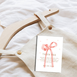 Cute Oh Baby Polka Dot Bow Baby Shower  Thank You Card