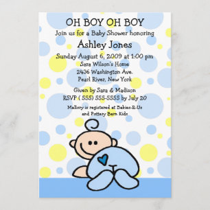 Cute Oh Boy Baby Shower Invitations