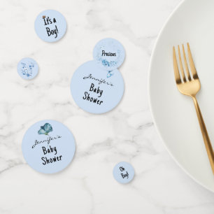 Cute, Oh Boy, Blue Watercolor Baby Shower Table Confetti